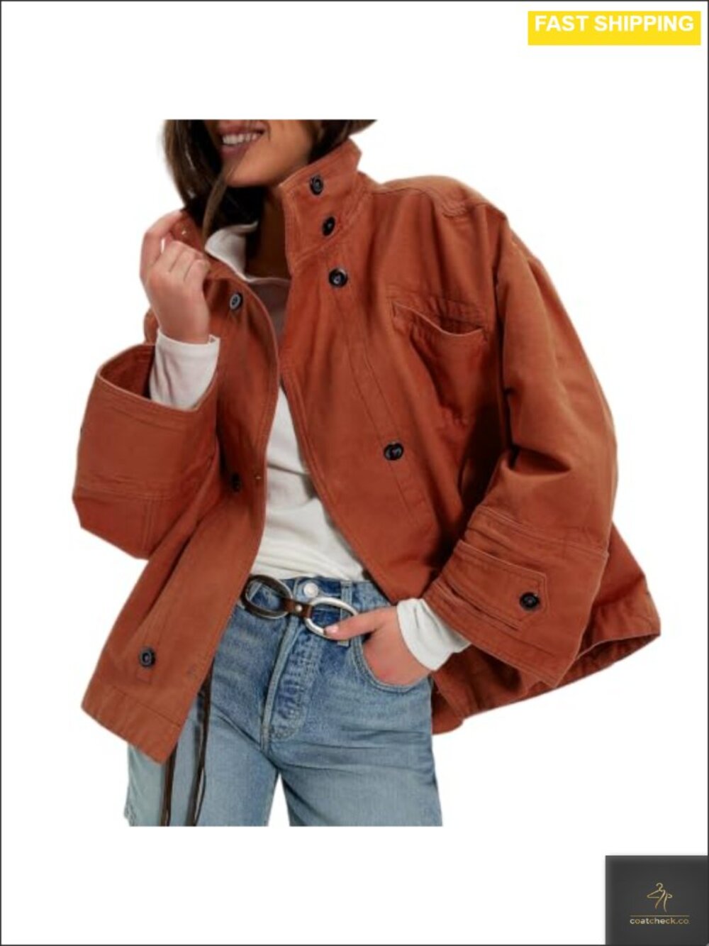 Washed Canvas Bomber Jacket Oversized Barn Jacket 100% Cotton Casual